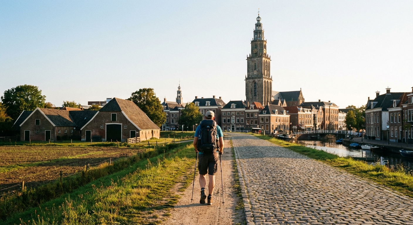 Aankomst in de stad Groningen